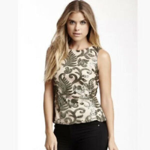 Anthro Greylin Sequin Sleeveless Peplum Blouse - Picture 3 of 9